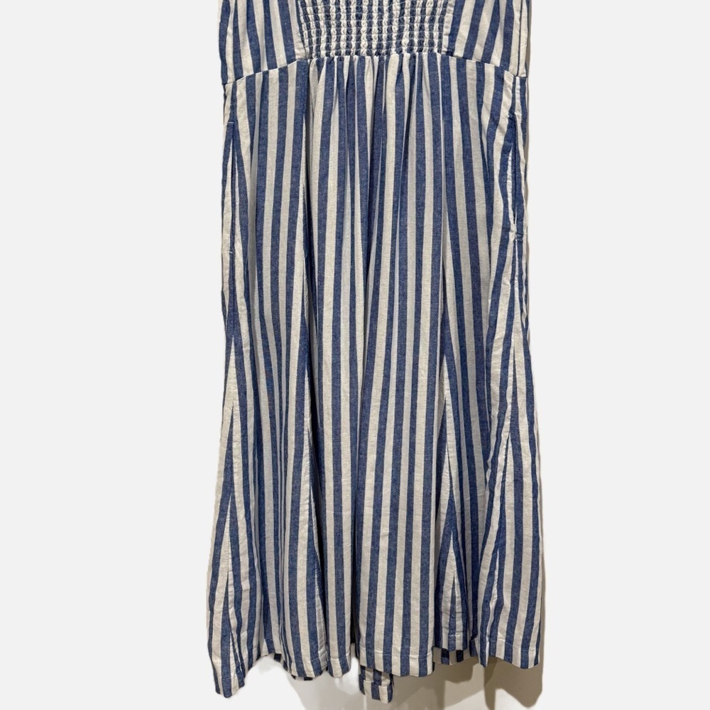 OLD NAVY Fit & Flare Linen-Blend Midi Dress Striped Coastal Preppy Size Large - Picture 9 of 12